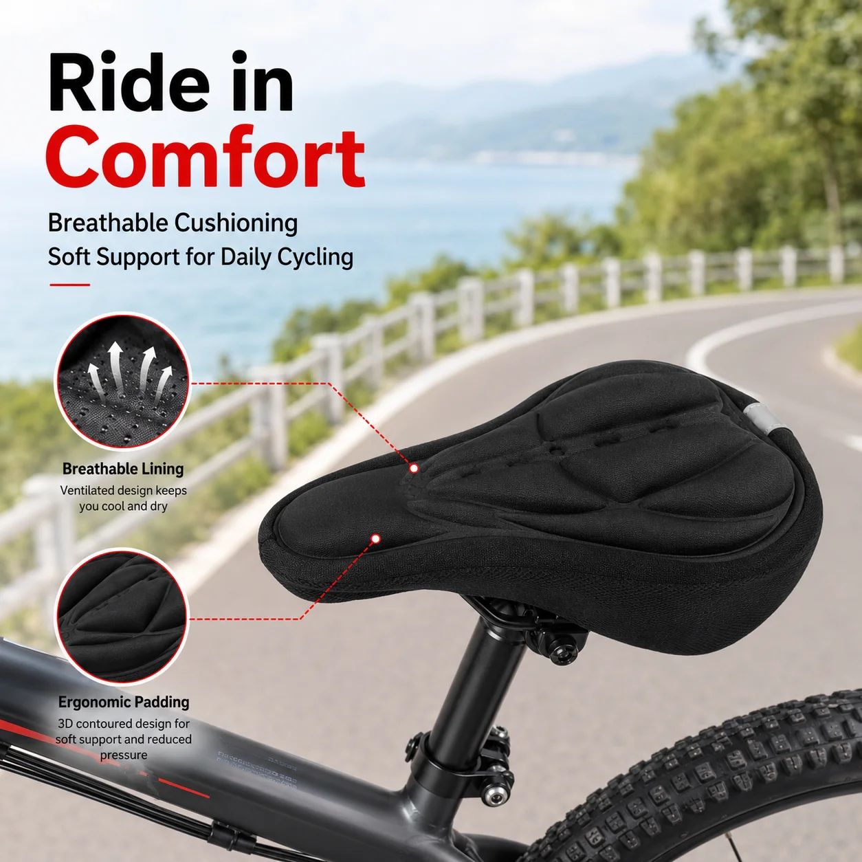 Commuting By Bike - Funda acolchada de espuma suave 3D
